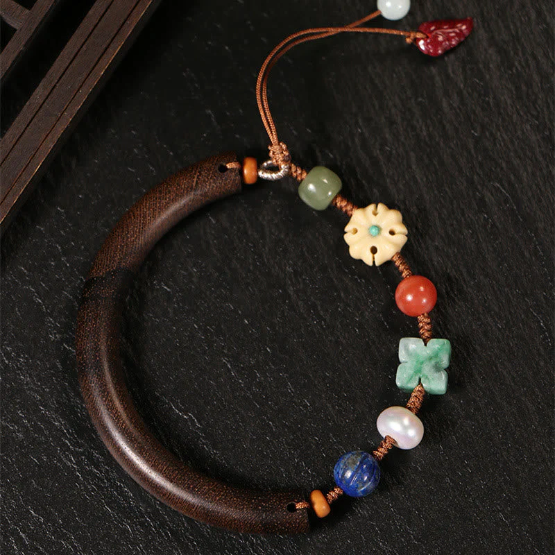 Agarwood Balance & Luck Bracelet with Lazurite and Hetian Jade - Image 6