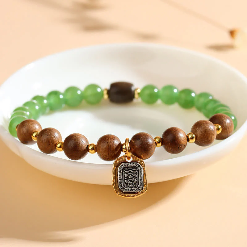 7mm Agarwood Green Chalcedony Zakiram Wealth Bracelet - Image 3