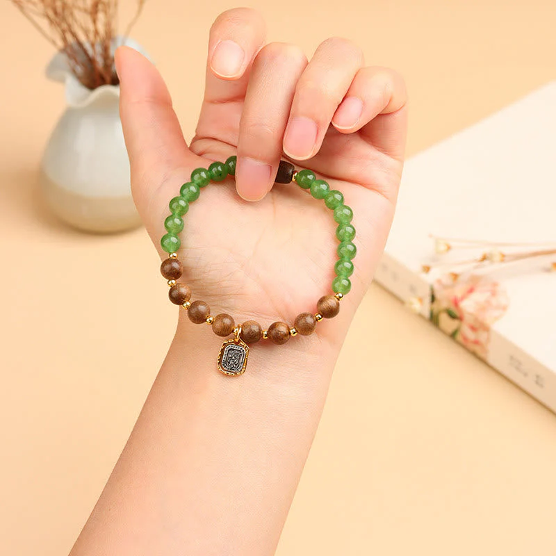 7mm Agarwood Green Chalcedony Zakiram Wealth Bracelet - Image 6