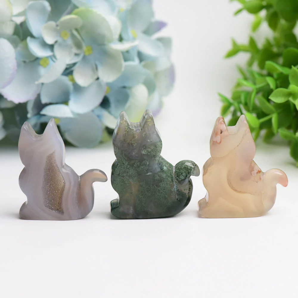2-inch Agate Cat Crystal Carving for Healing Energy