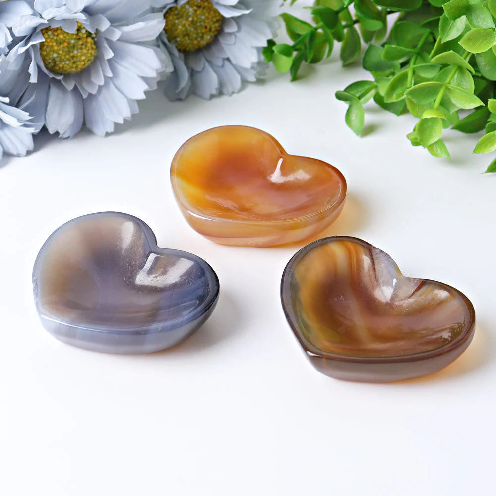 2.1-inch Agate Heart Shaped Crystal Bowl - Image 2