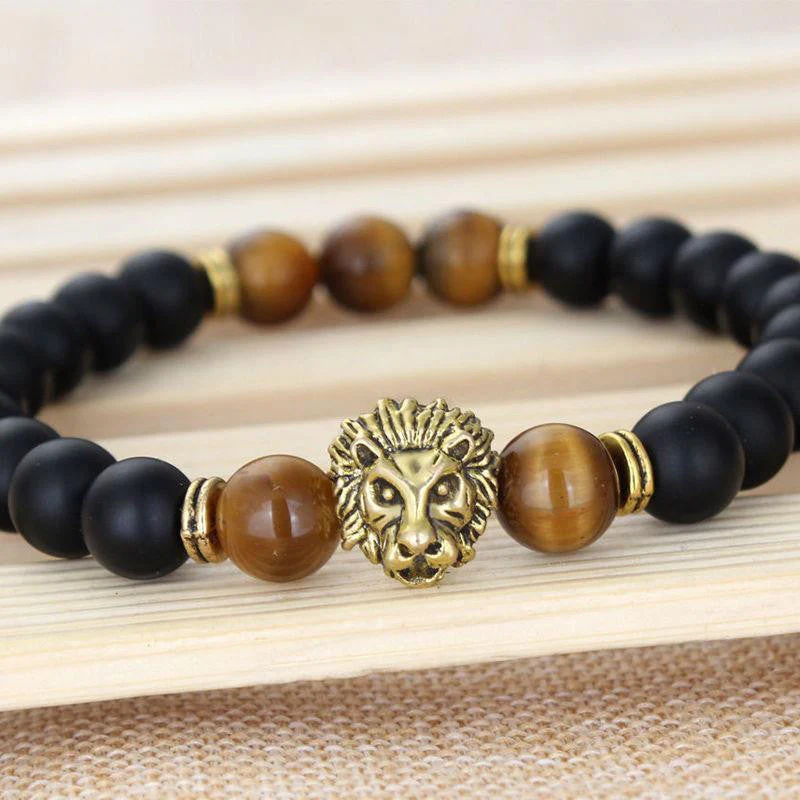 Lion Strength Bracelet with Agate and Onyx - Image 3