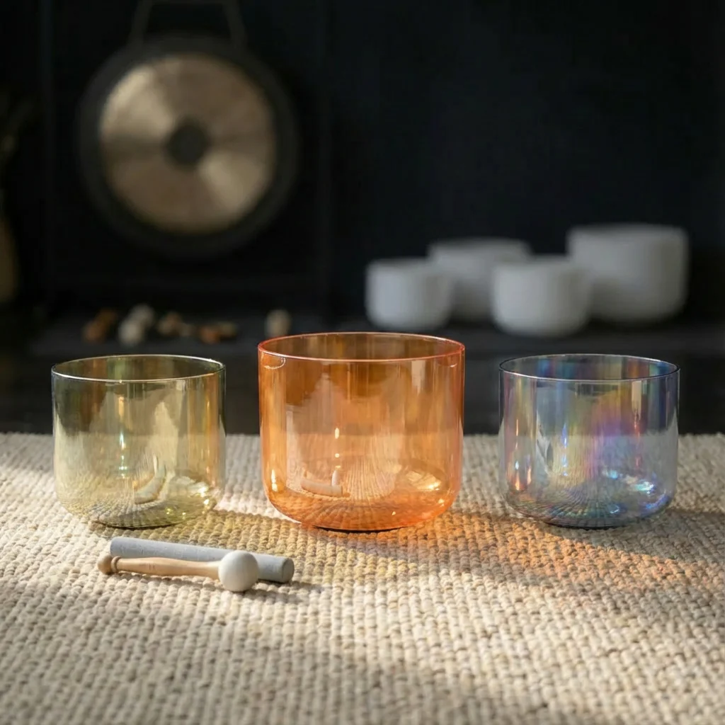 6/7 Inch C D F Alchemy Clear Crystal Singing Bowl Set - Image 5
