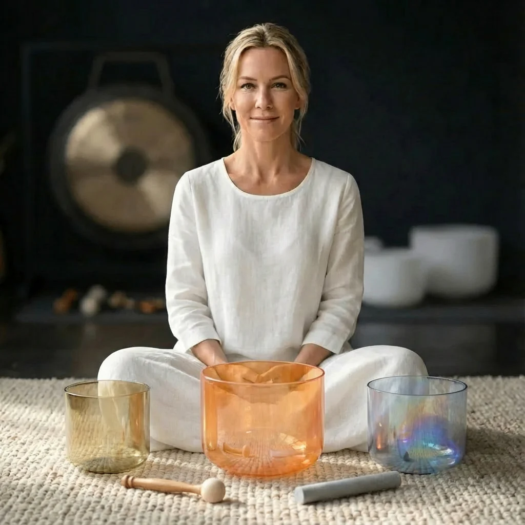 6/7 Inch C D F Alchemy Clear Crystal Singing Bowl Set - Image 8