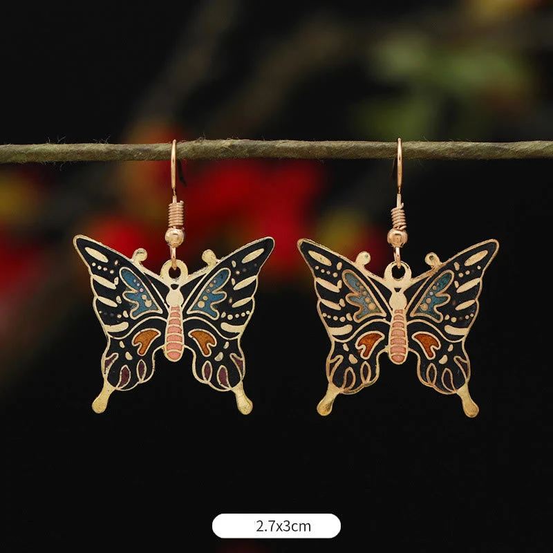 Alloy Copper Lotus Butterfly Drop Earrings for Spiritual Enlightenment - Image 14