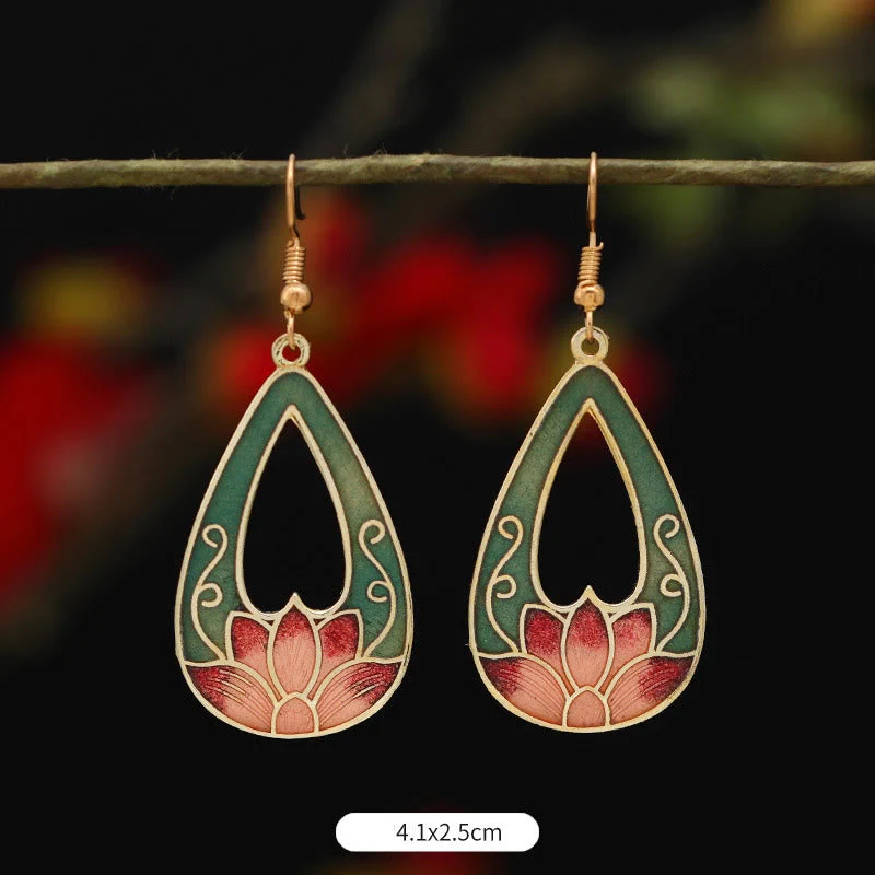 Alloy Copper Lotus Butterfly Drop Earrings for Spiritual Enlightenment - Image 3