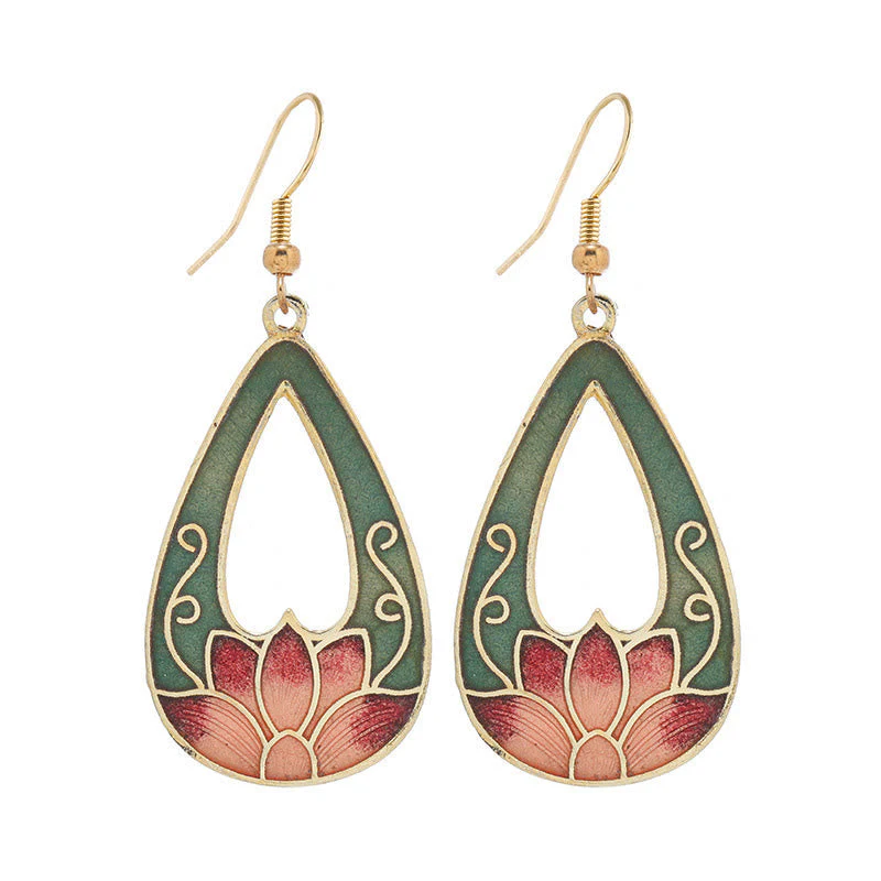 Alloy Copper Lotus Butterfly Drop Earrings for Spiritual Enlightenment - Image 4
