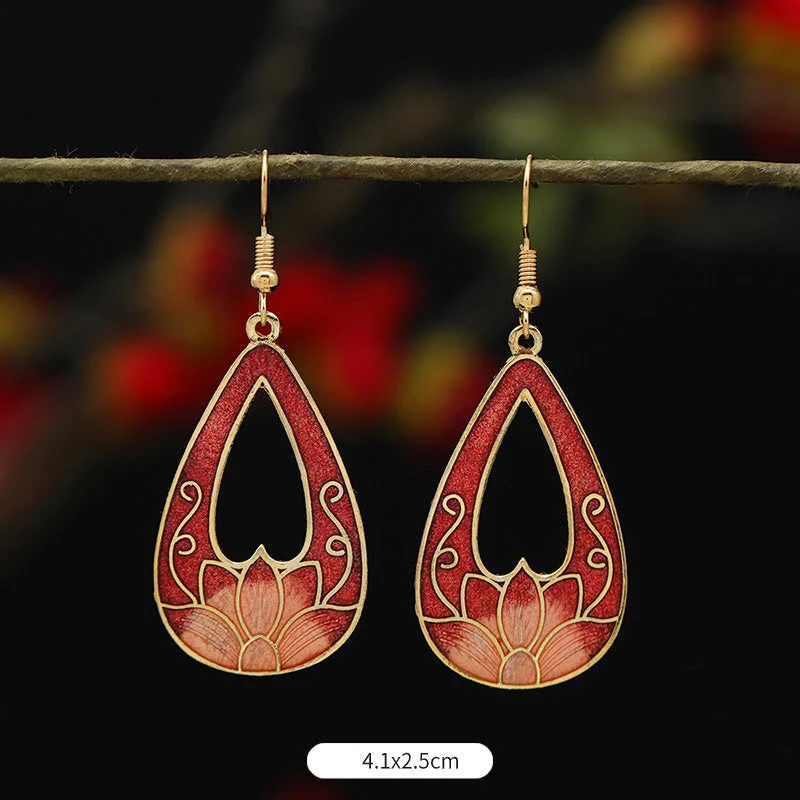 Alloy Copper Lotus Butterfly Drop Earrings for Spiritual Enlightenment - Image 5