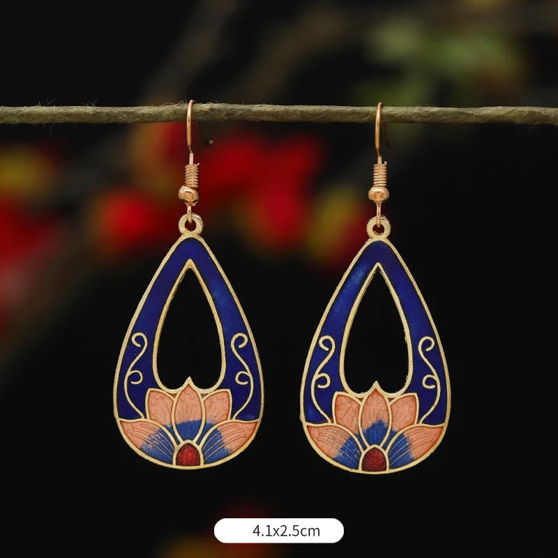 Alloy Copper Lotus Butterfly Drop Earrings for Spiritual Enlightenment - Image 6