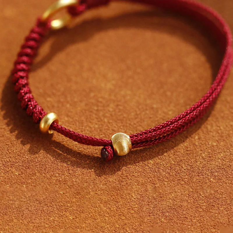 Alloy Peace Buckle Red String Bracelet for Protection & Luck - Image 10