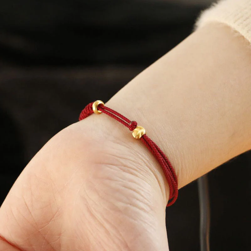 Alloy Peace Buckle Red String Bracelet for Protection & Luck - Image 11