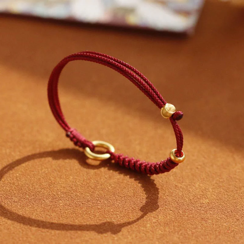 Alloy Peace Buckle Red String Bracelet for Protection & Luck - Image 2