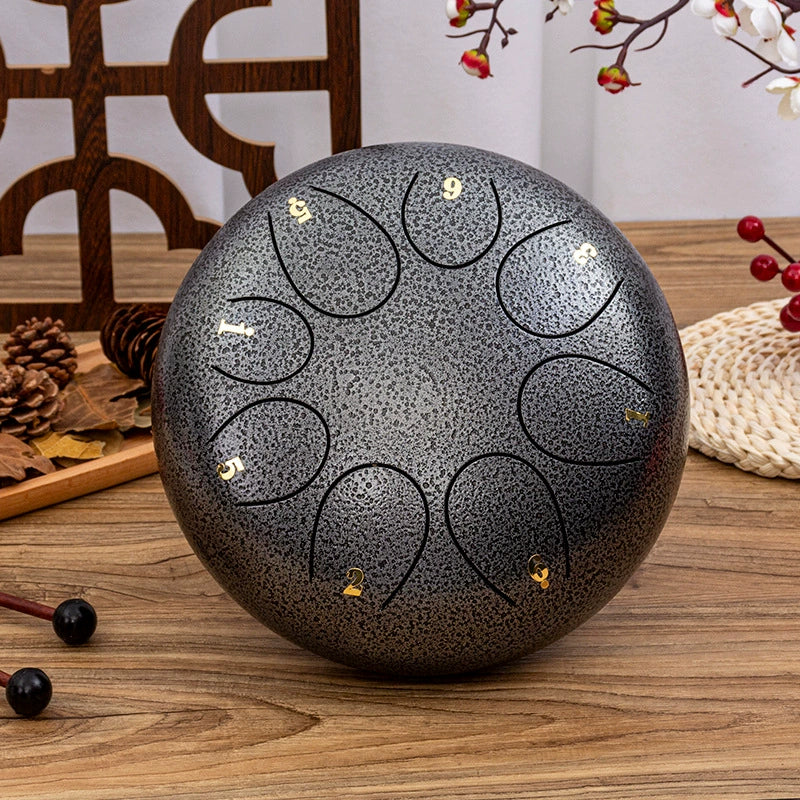 8-Tone D Key Steel Tongue Drum - Round 10 Inch Instrument - Image 16
