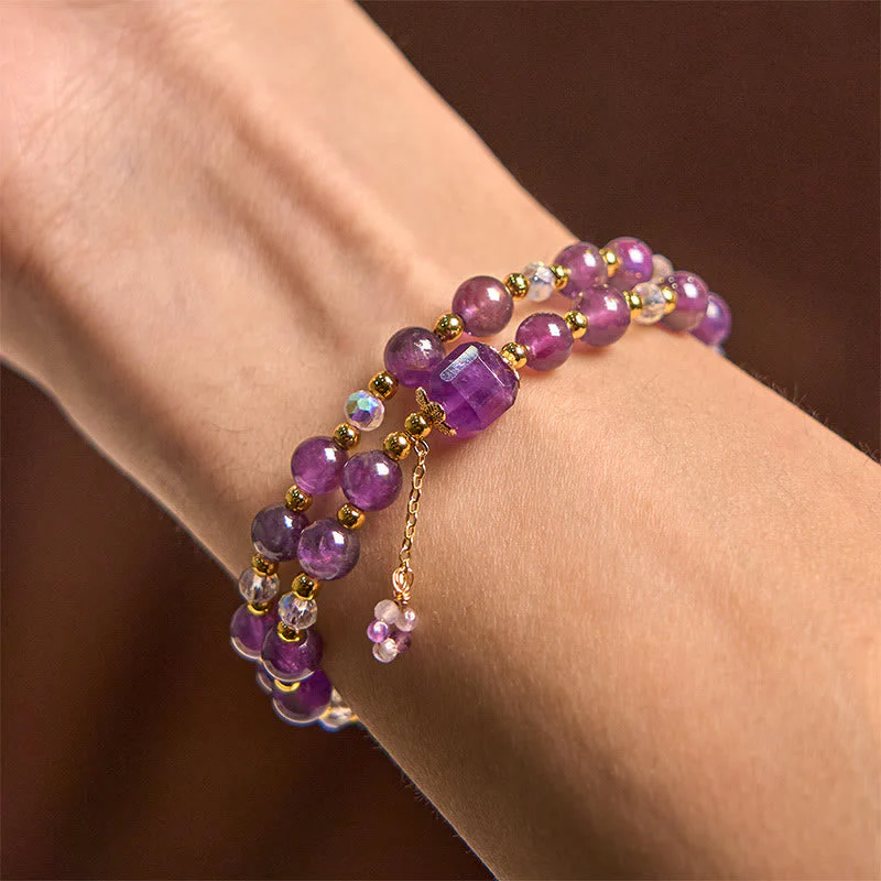 Amethyst Square Bead Meditation Bracelet 14-15cm Women - Image 5