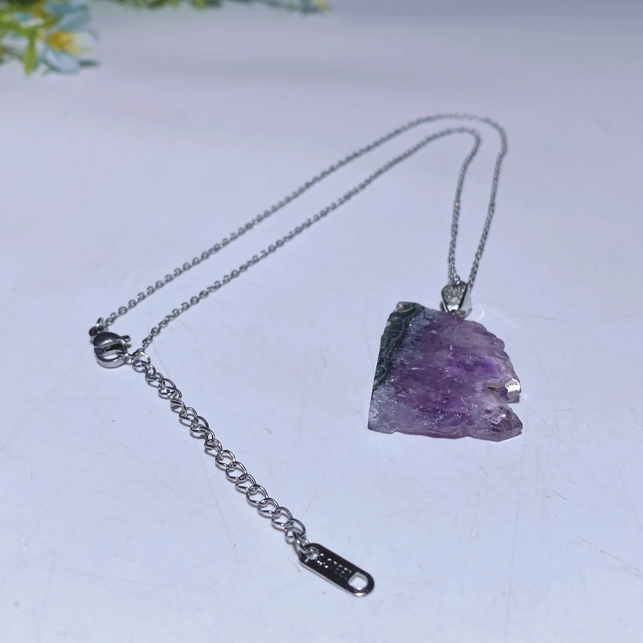 Amethyst Necklace with Silver Chain 20mm Crystal Healing - Image 5