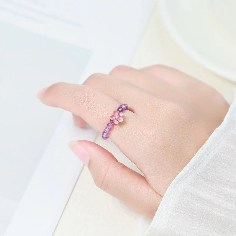 Embrace Inner Peace with a 3mm Amethyst Elastic Ring - Image 5