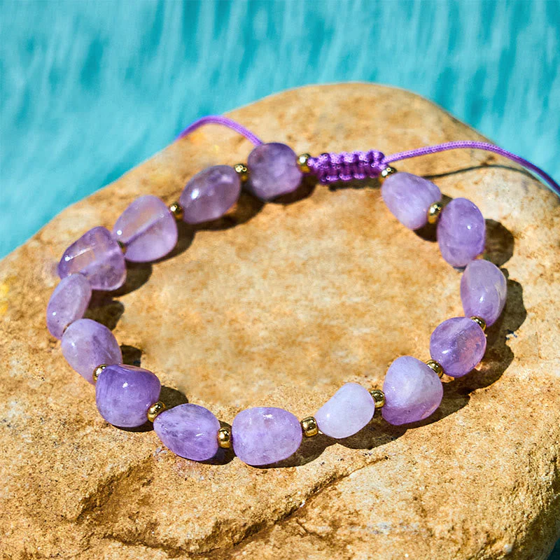 6-10mm Amethyst Balance Bracelet with Irregular Shape String - Image 4