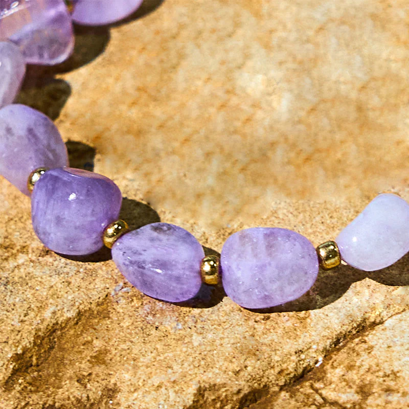 6-10mm Amethyst Balance Bracelet with Irregular Shape String - Image 5