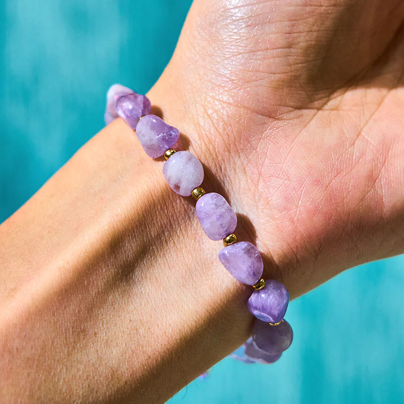 6-10mm Amethyst Balance Bracelet with Irregular Shape String - Image 6