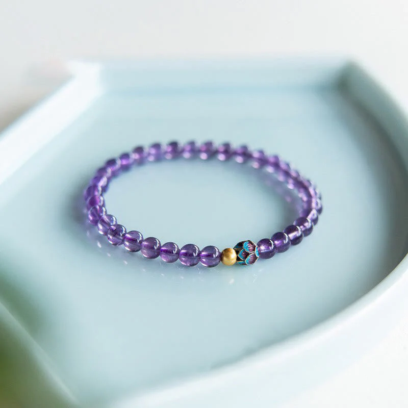 8mm Amethyst Lotus Spiritual Awareness Bracelet - Image 2
