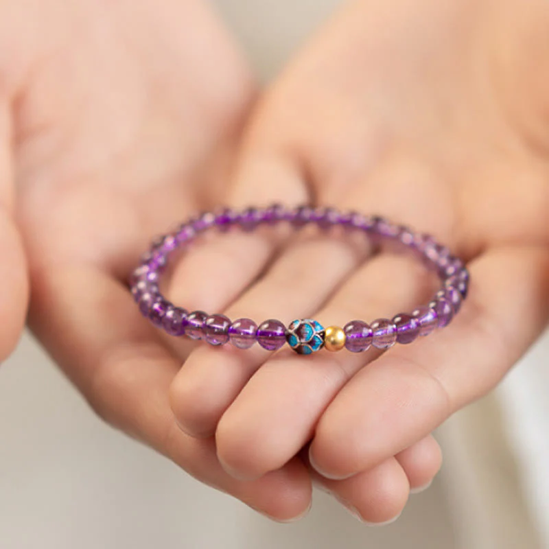 8mm Amethyst Lotus Spiritual Awareness Bracelet - Image 3