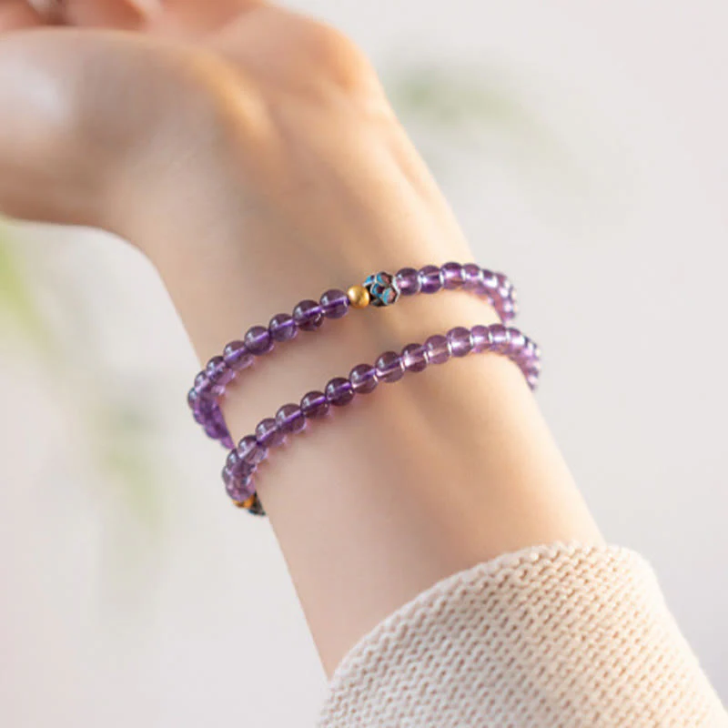 8mm Amethyst Lotus Spiritual Awareness Bracelet - Image 5