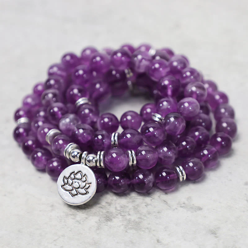 8mm Amethyst Purification Mala Bracelet for Healing - Image 3