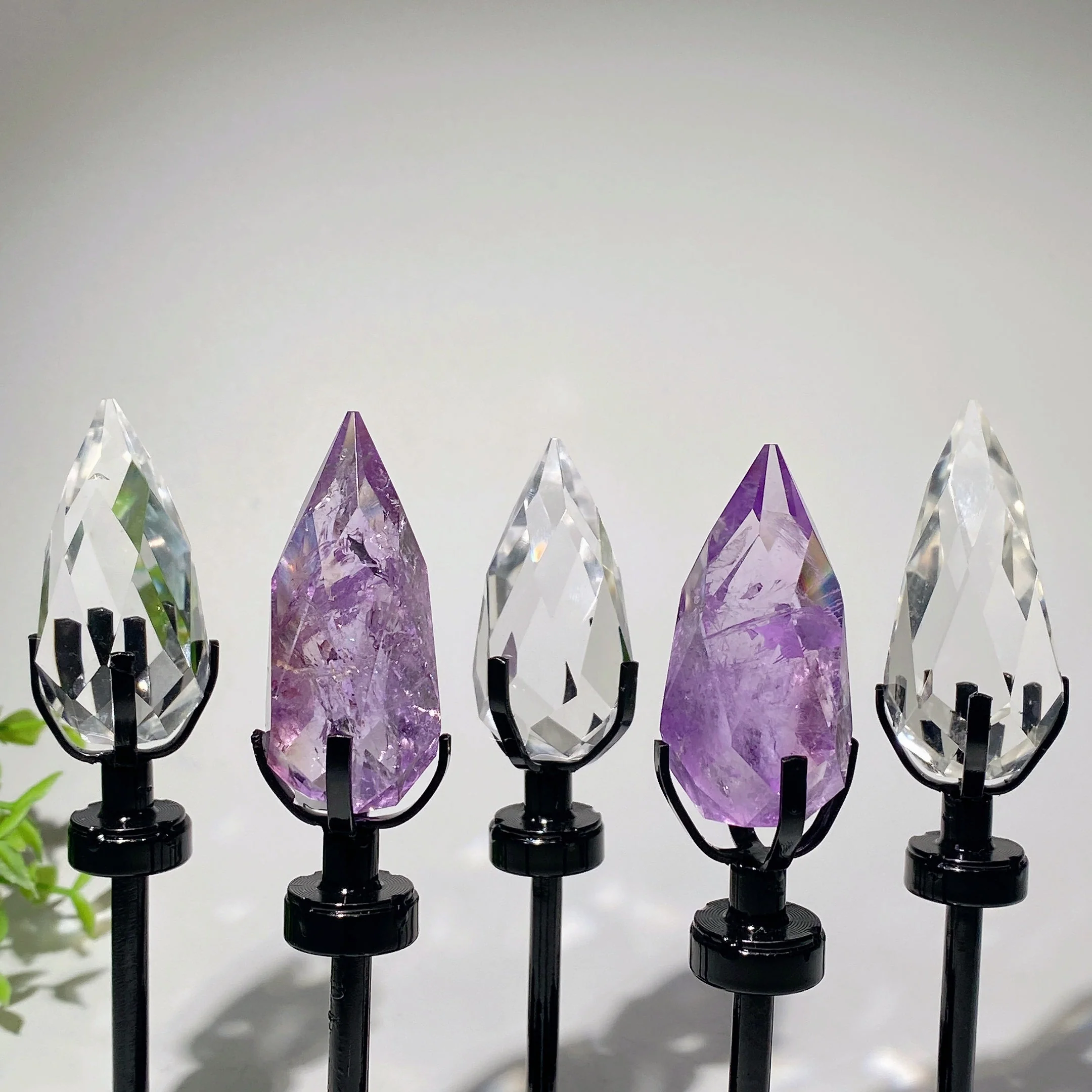 Amethyst Clear Quartz Polyhedron Crystal with Stand 13-17cm - Image 6