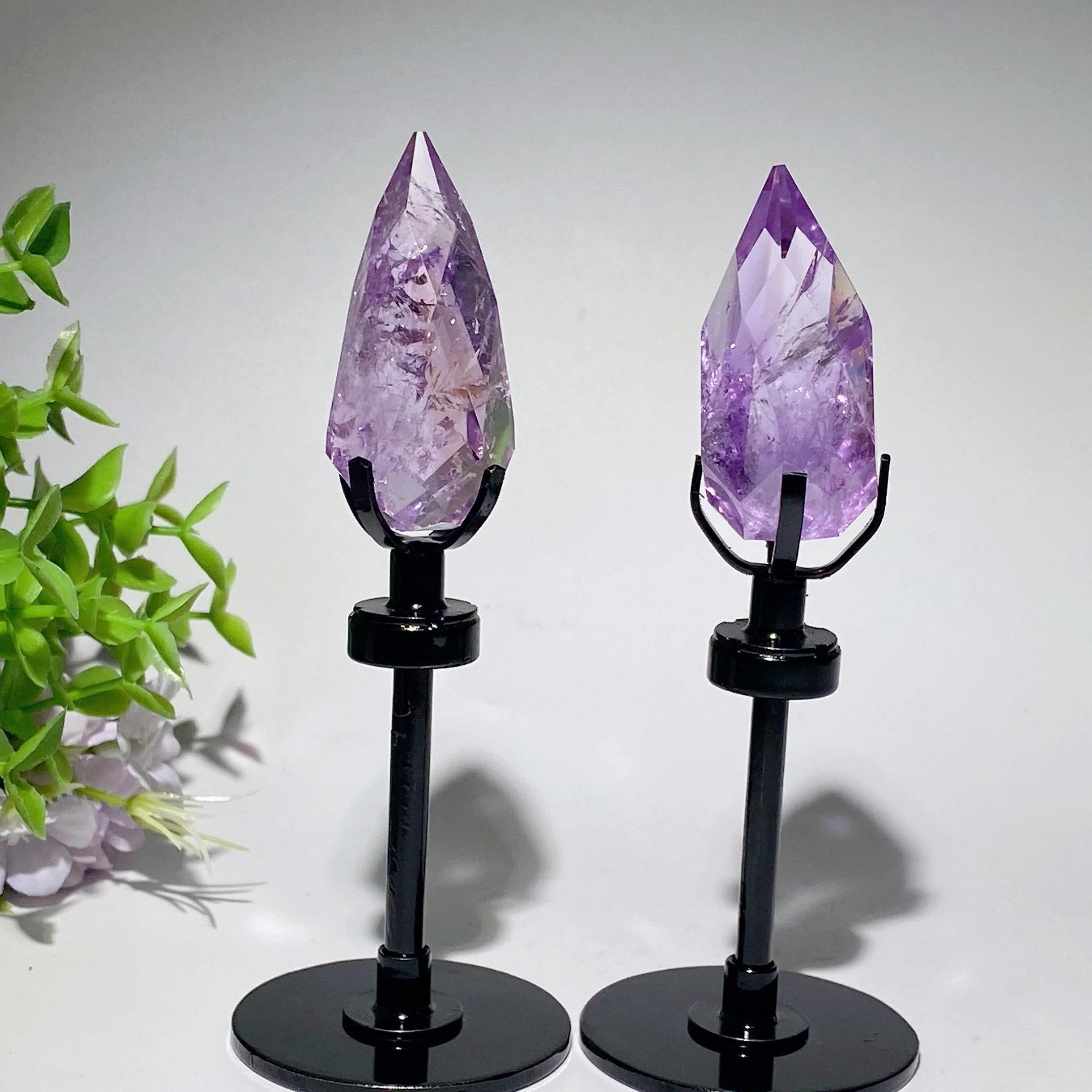 Amethyst Clear Quartz Polyhedron Crystal with Stand 13-17cm - Image 9