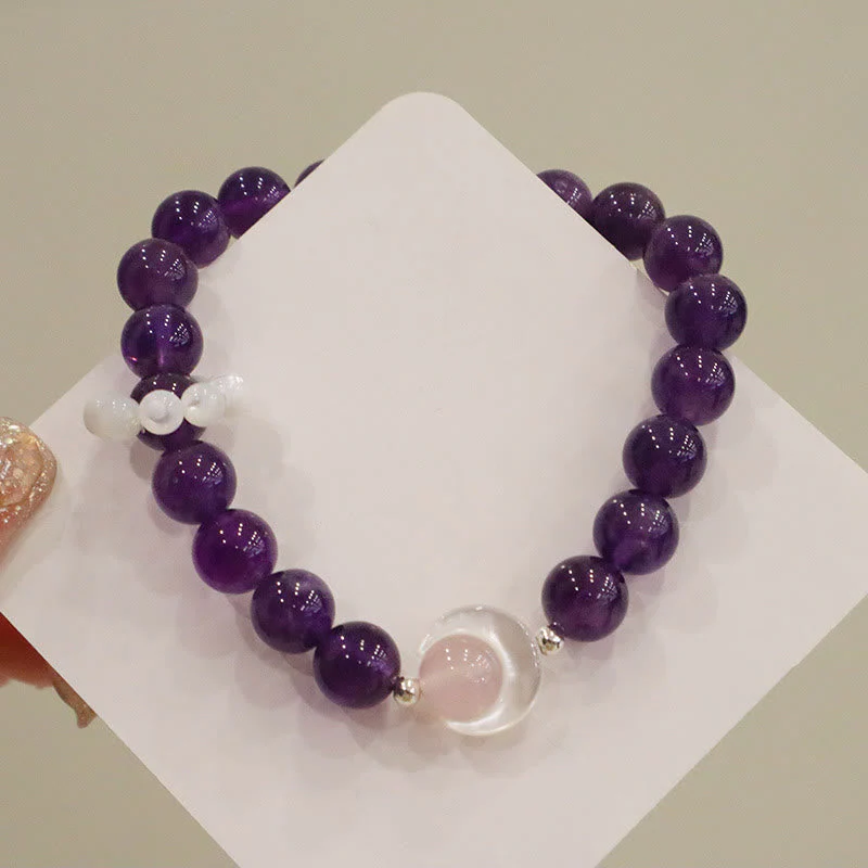 925 Sterling Silver Amethyst Crescent Moon Healing Bracelet - Image 6