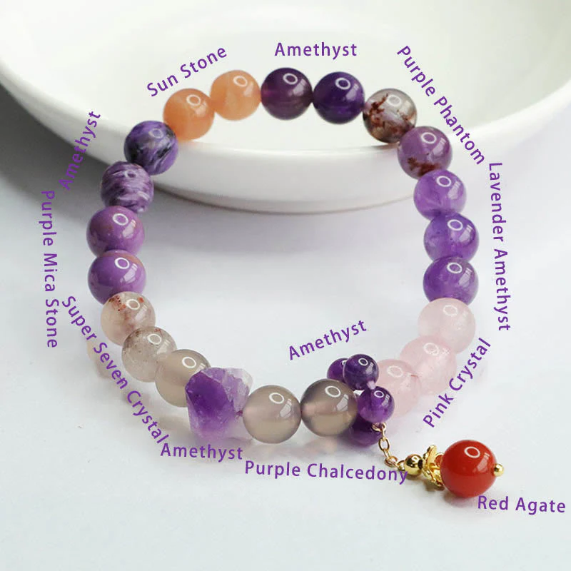 Amethyst Inner Peace Healing Bracelet 7-8mm Beads - Image 7