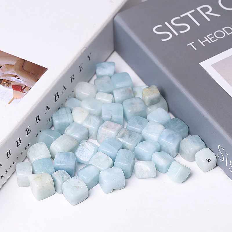 Aquamarine Crystal Cubes Bag 10-20mm for Healing & Meditation - Image 4