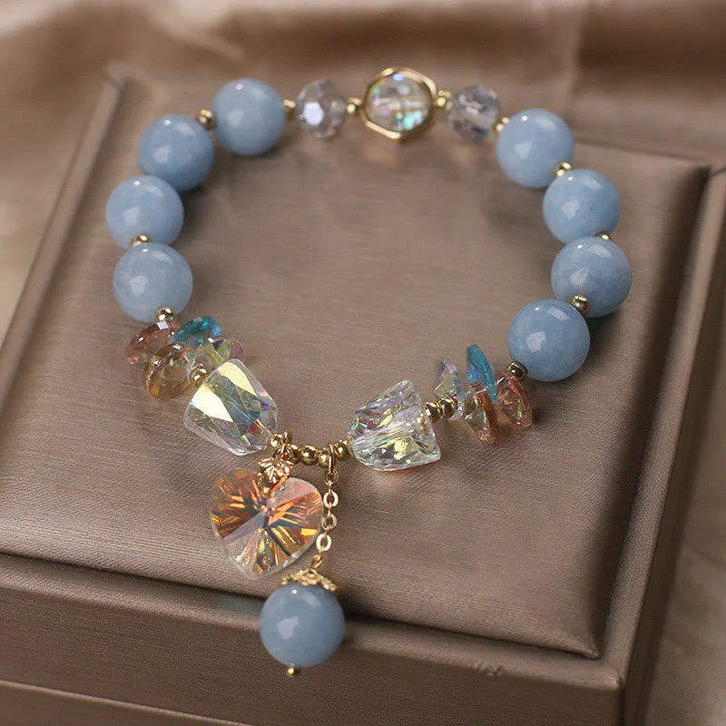 Aquamarine Heart Charm Bracelet for Emotional Balance - Image 2