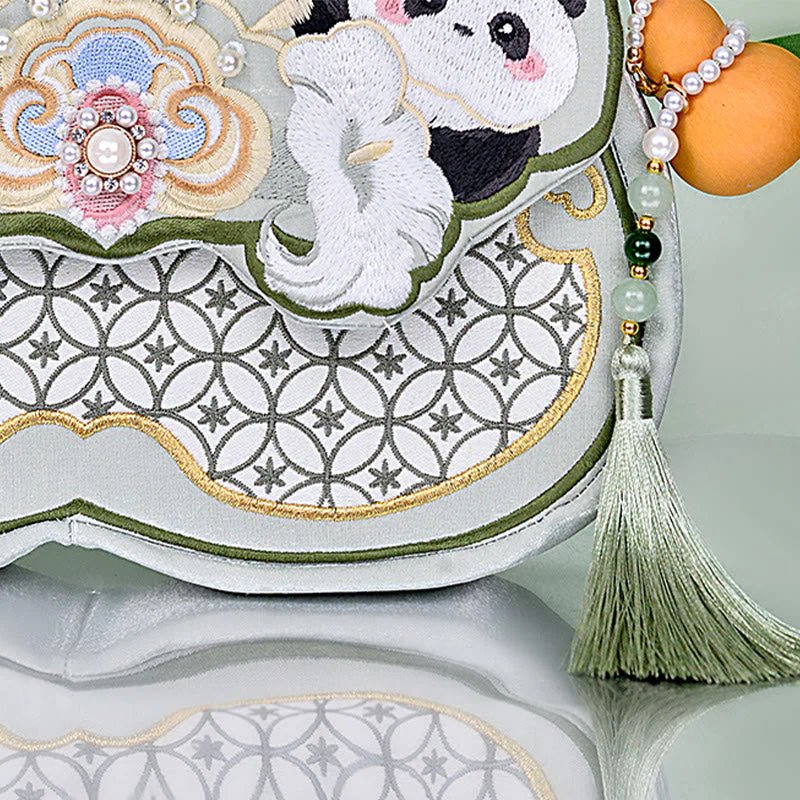 Aquamarine Panda Gourd Pendant Yoga Bag with Adjustable Strap - Image 10