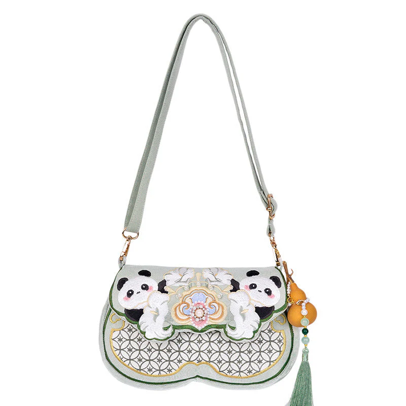 Aquamarine Panda Gourd Pendant Yoga Bag with Adjustable Strap - Image 11
