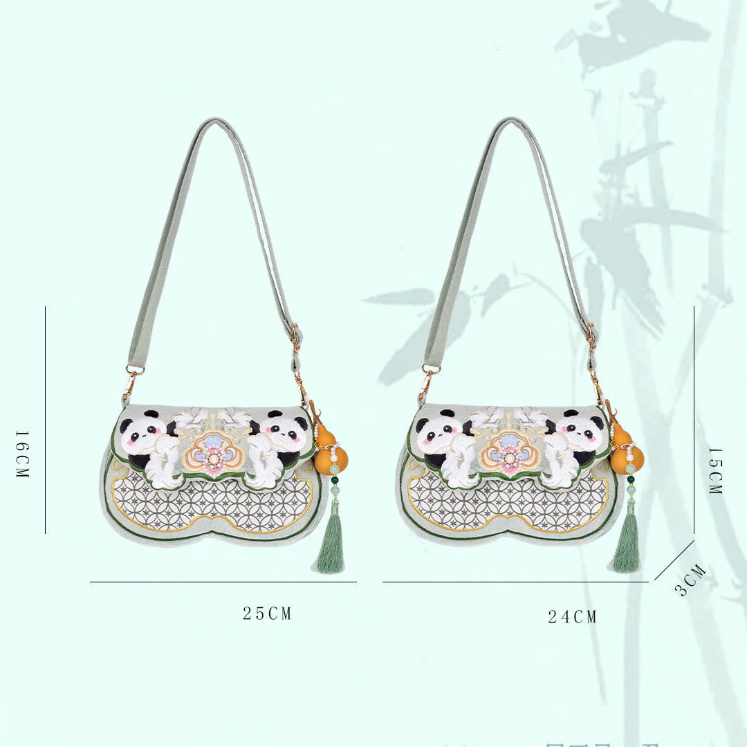 Aquamarine Panda Gourd Pendant Yoga Bag with Adjustable Strap - Image 6