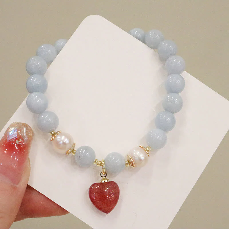 Aquamarine Chalcedony Serenity Charm Bracelet for Meditation - Image 10