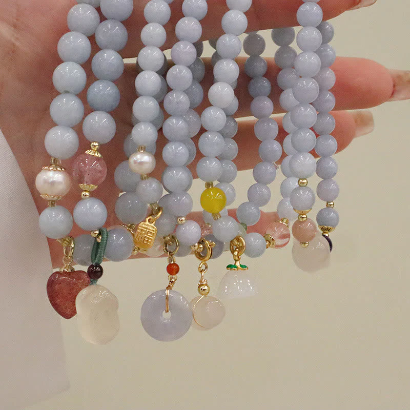 Aquamarine Chalcedony Serenity Charm Bracelet for Meditation - Image 13