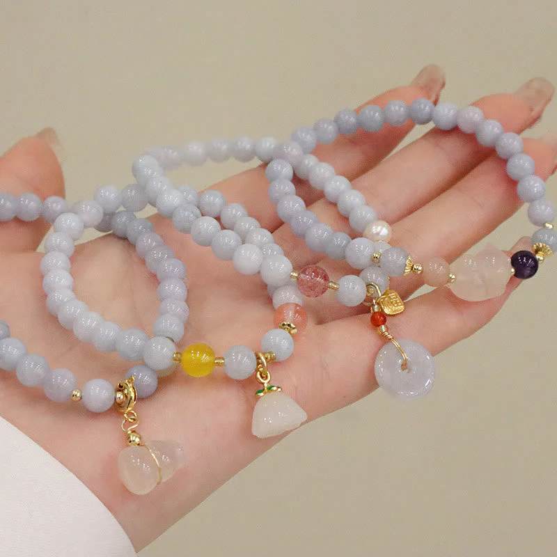 Aquamarine Chalcedony Serenity Charm Bracelet for Meditation - Image 14