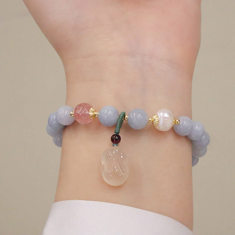 Aquamarine Chalcedony Serenity Charm Bracelet for Meditation - Image 3
