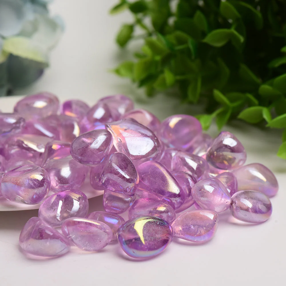 Aura Amethyst Tumbled Stones 15-30mm Healing Crystals - Image 4
