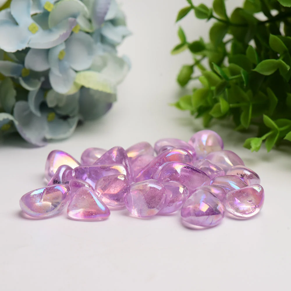 Aura Amethyst Tumbled Stones 15-30mm Healing Crystals - Image 5