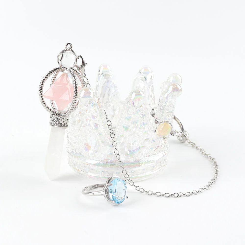 Aura Angel Crystal Ring Holder Glass Crown 2.9in - Image 5