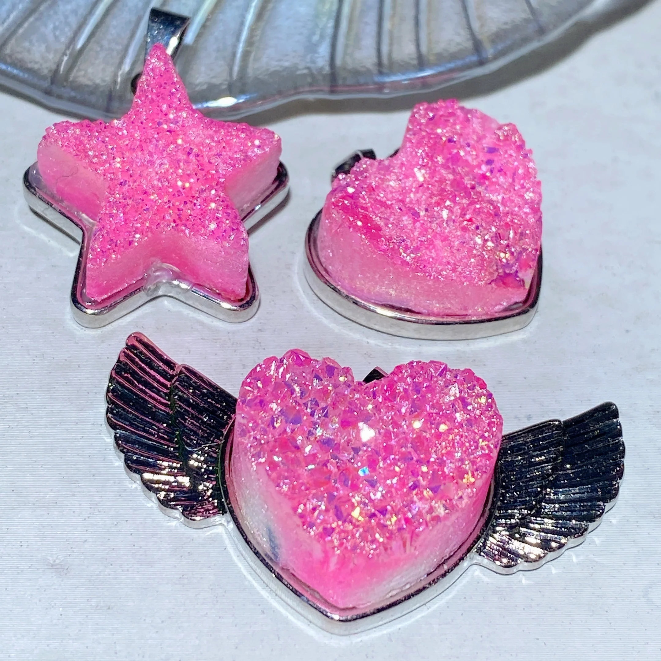Crystal Heart Pendant 0.8-1.8 inch Aura Healing Shapes - Image 2
