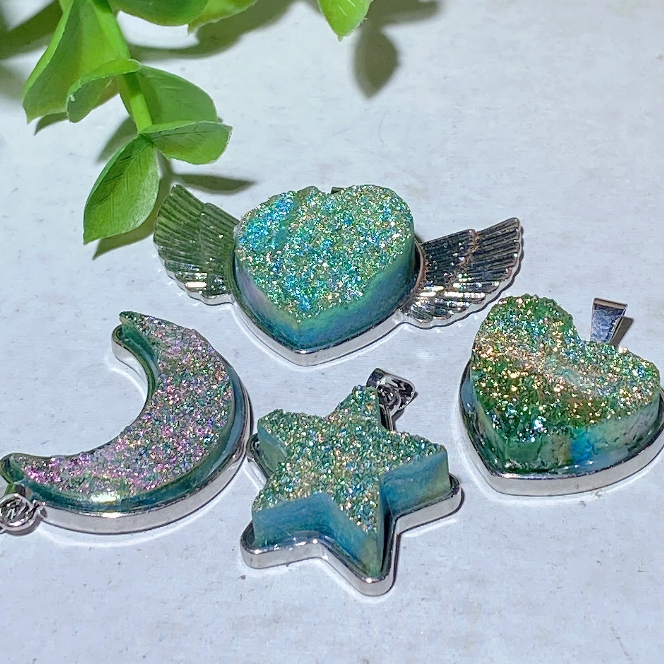 Crystal Heart Pendant 0.8-1.8 inch Aura Healing Shapes - Image 3