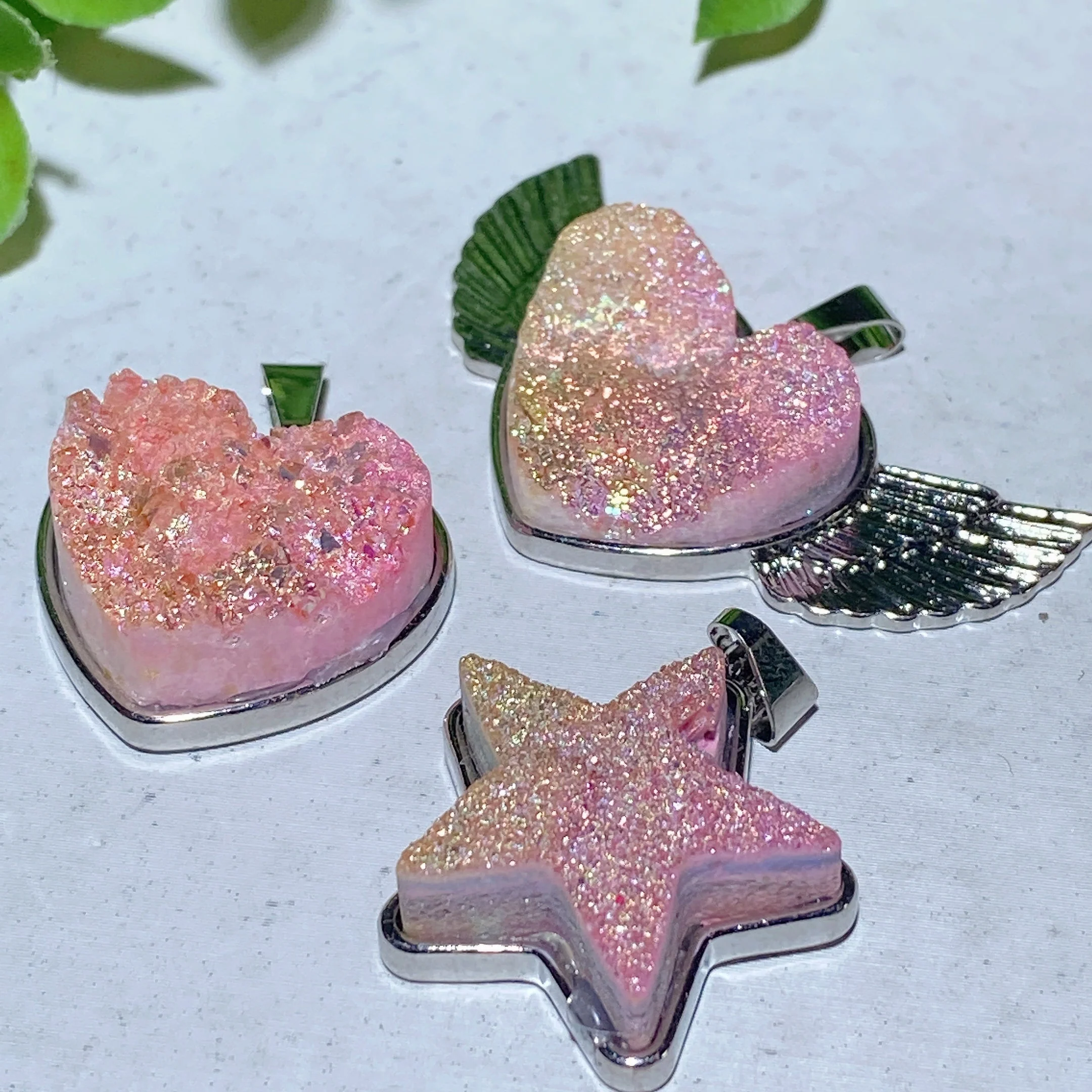 Crystal Heart Pendant 0.8-1.8 inch Aura Healing Shapes - Image 4