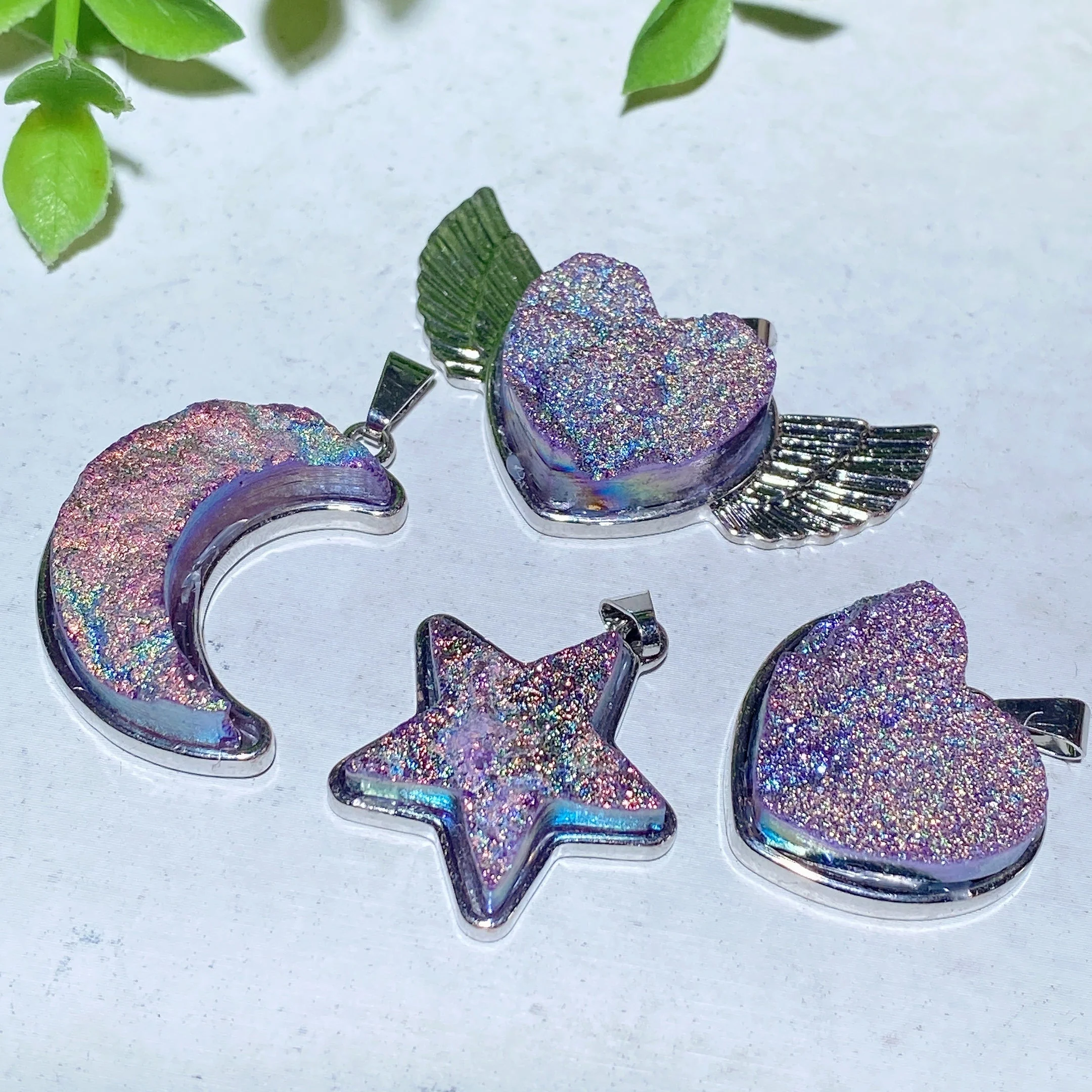 Crystal Heart Pendant 0.8-1.8 inch Aura Healing Shapes - Image 5