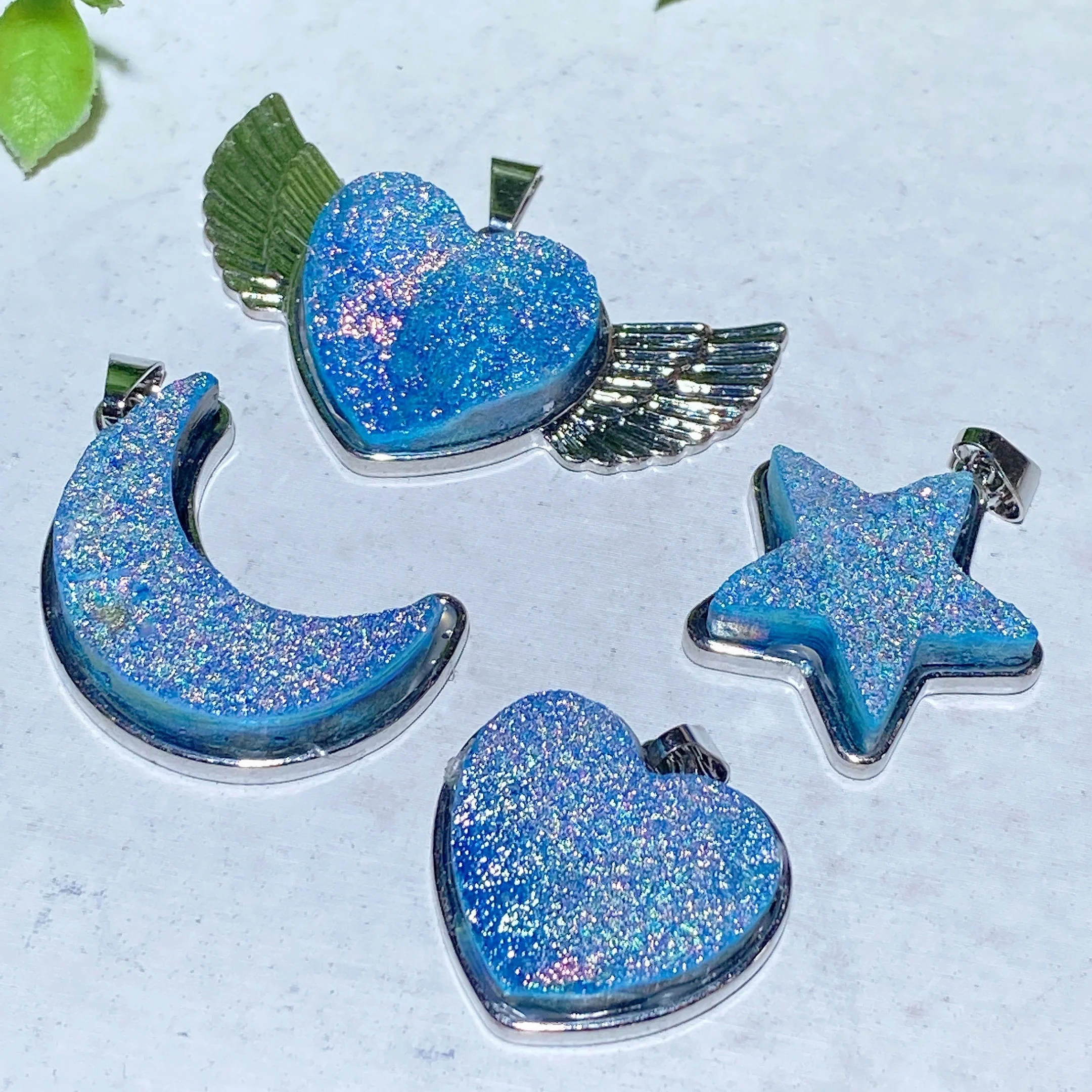 Crystal Heart Pendant 0.8-1.8 inch Aura Healing Shapes - Image 6