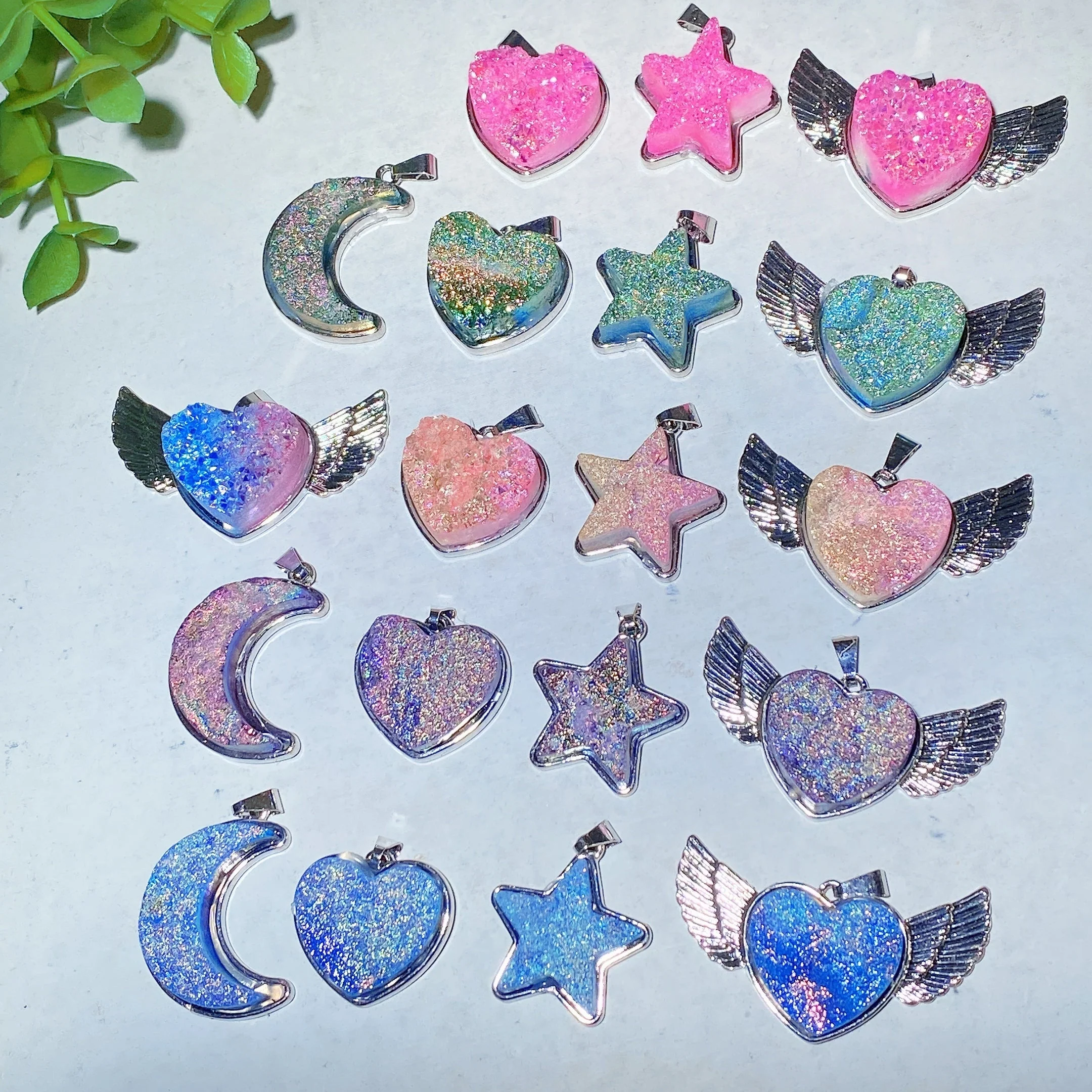 Crystal Heart Pendant 0.8-1.8 inch Aura Healing Shapes - Image 7