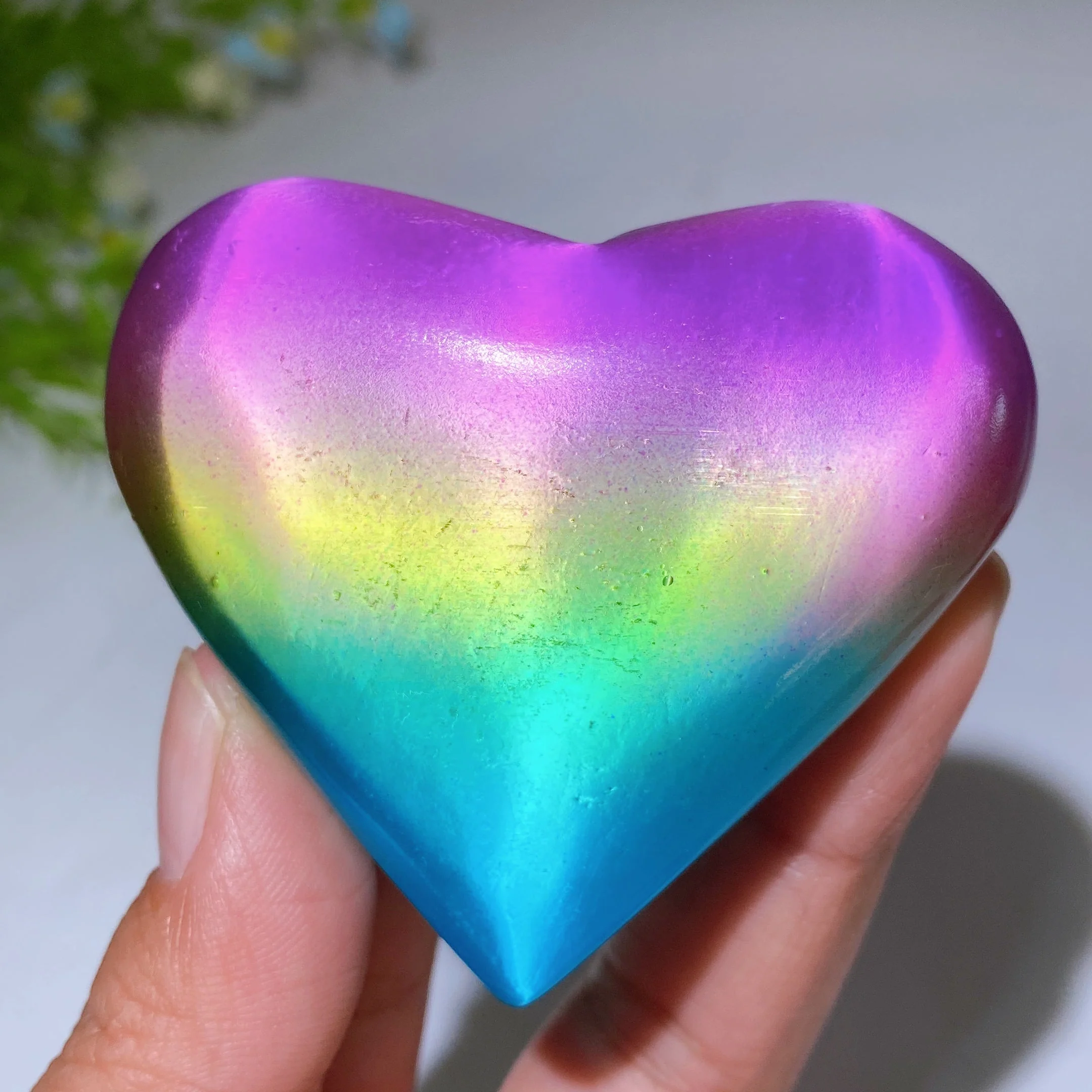 Aura Selenite Heart, Palm, Star Crystal Figurines 2.6-3.2" Healing Carvings - Image 5